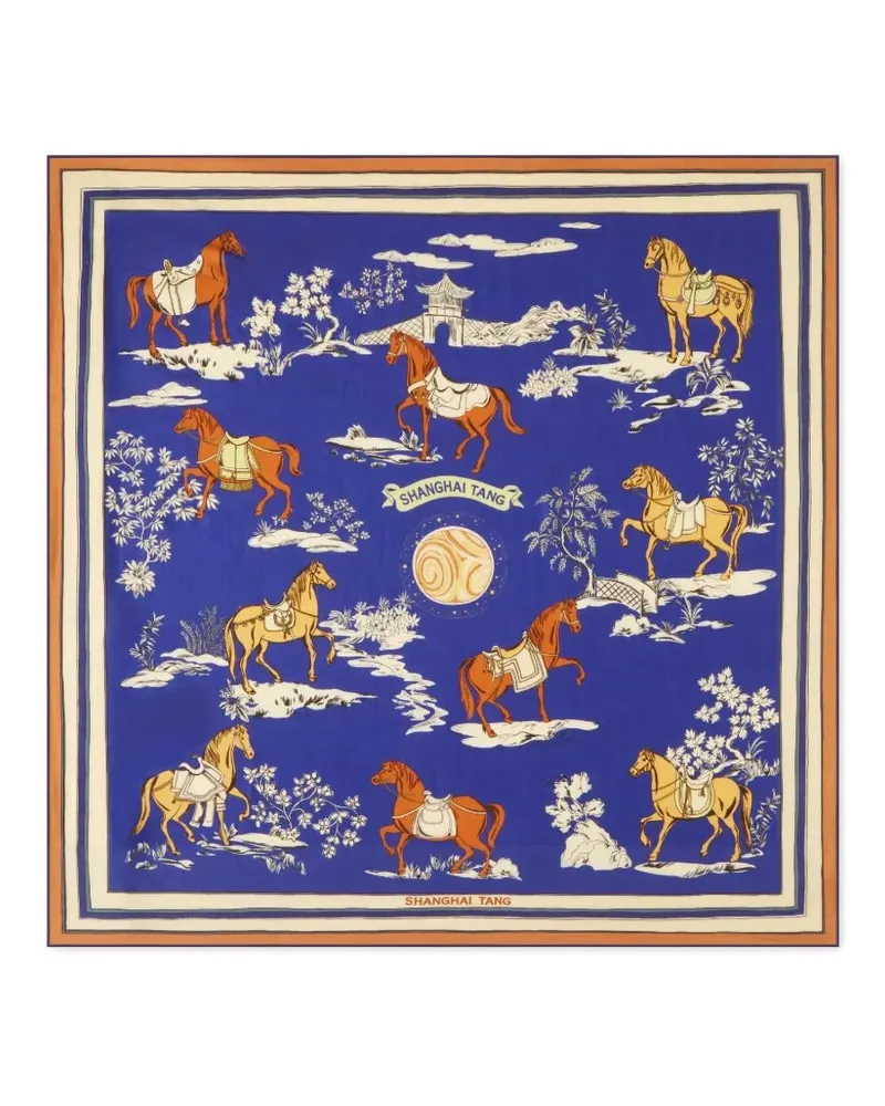 Shanghai Tang horse print scarf - Blau Blau
