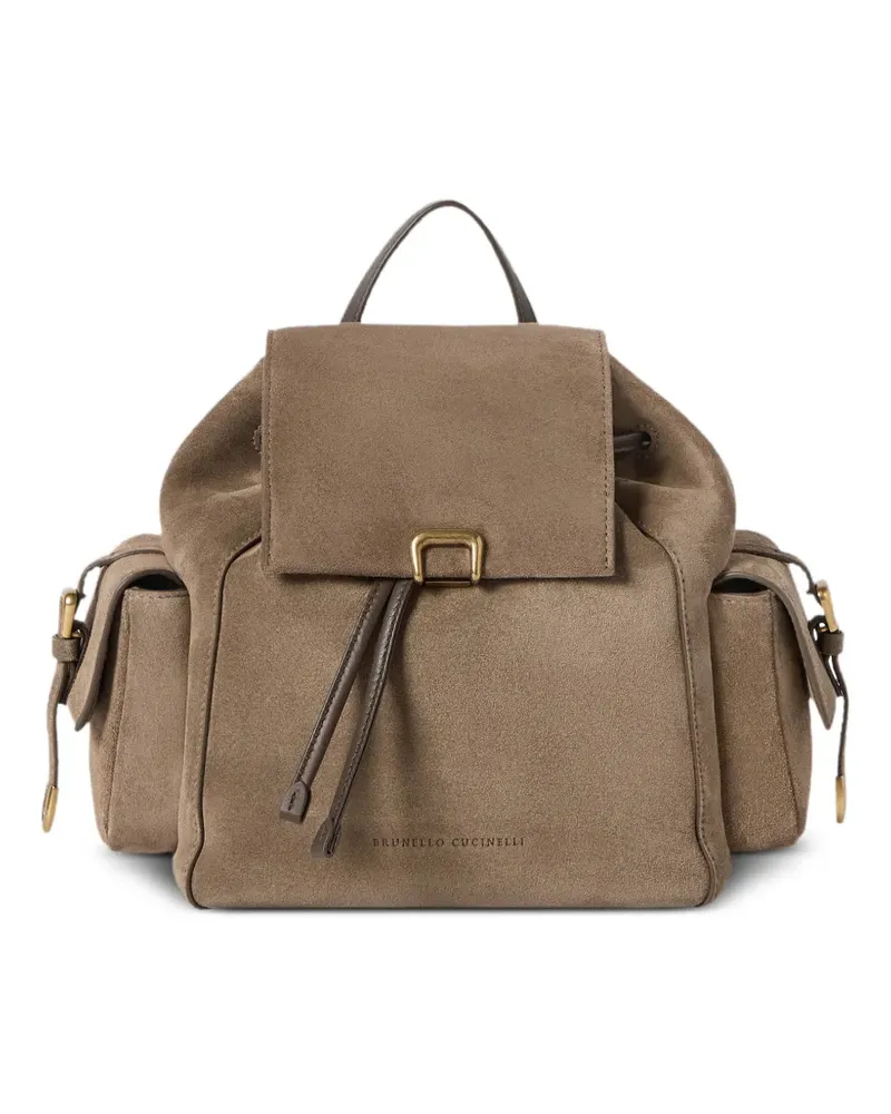 Brunello Cucinelli suede sartorial backpack - Nude Nude