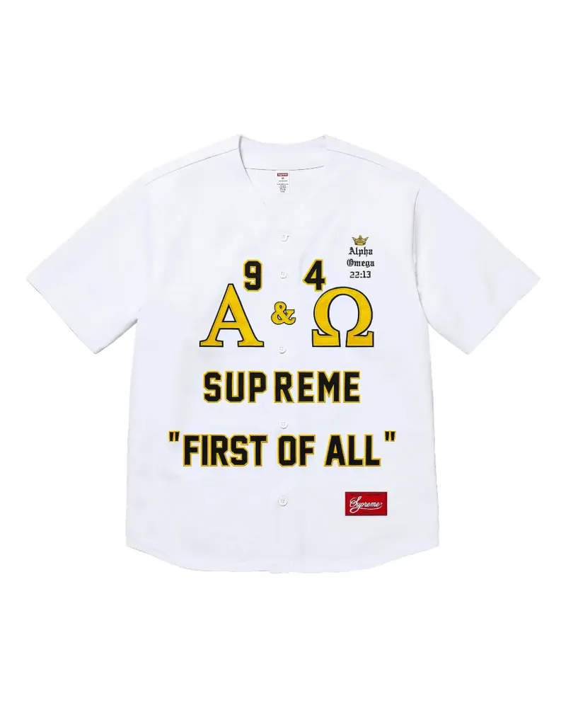 Supreme Being Alpha Omega Baseball-Trikot - Weiß Weiß