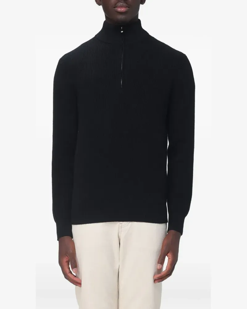 AGNONA ribbed-knit half-zip sweater - Schwarz Schwarz