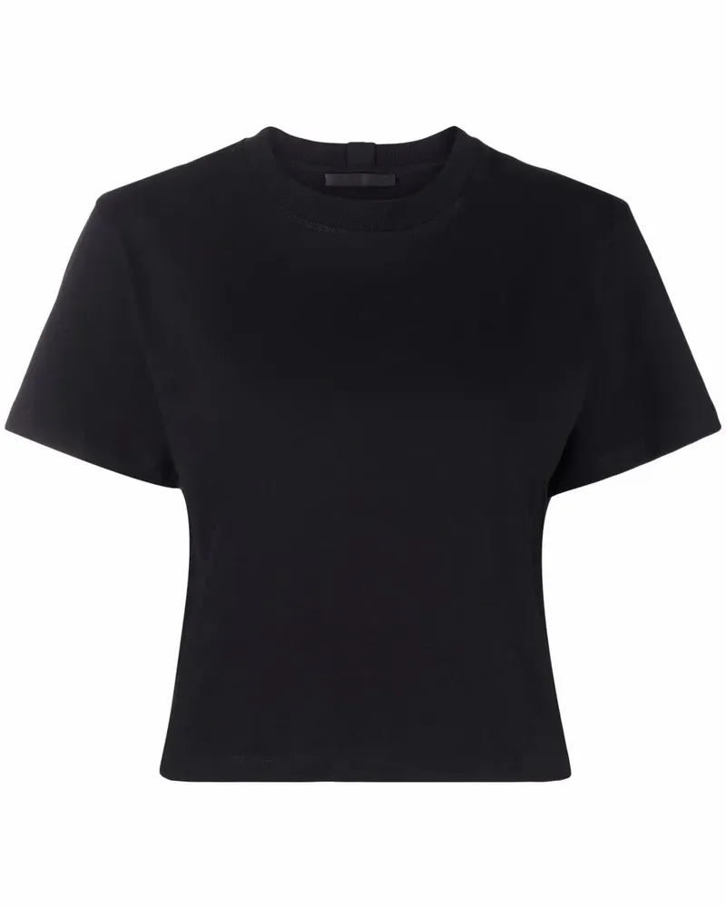 Helmut Lang Cropped-T-Shirt mit Logo - Schwarz Schwarz
