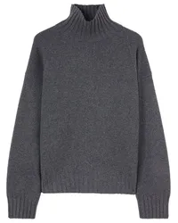 Jil Sander Gerippter Strickpullover mit Stehkragen Grau