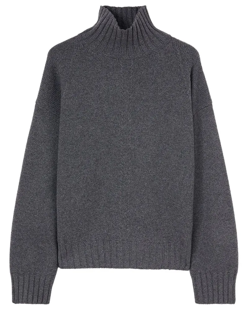 Jil Sander Gerippter Strickpullover mit Stehkragen - Grau Grau