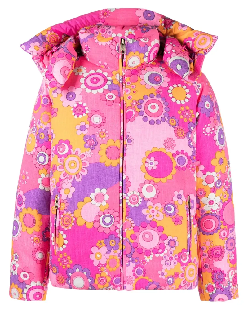 ERL Gefütterte Kapuzenjacke mit Blumen-Print - Rosa Rosa