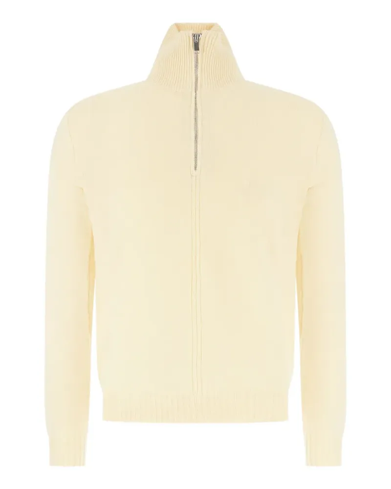 Alpha Studio Gerippter Pullover mit Viertelreißverschluss - Gelb Gelb