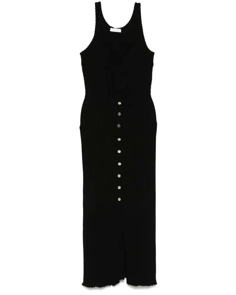 Paco Rabanne Geripptes Midikleid - Schwarz Schwarz