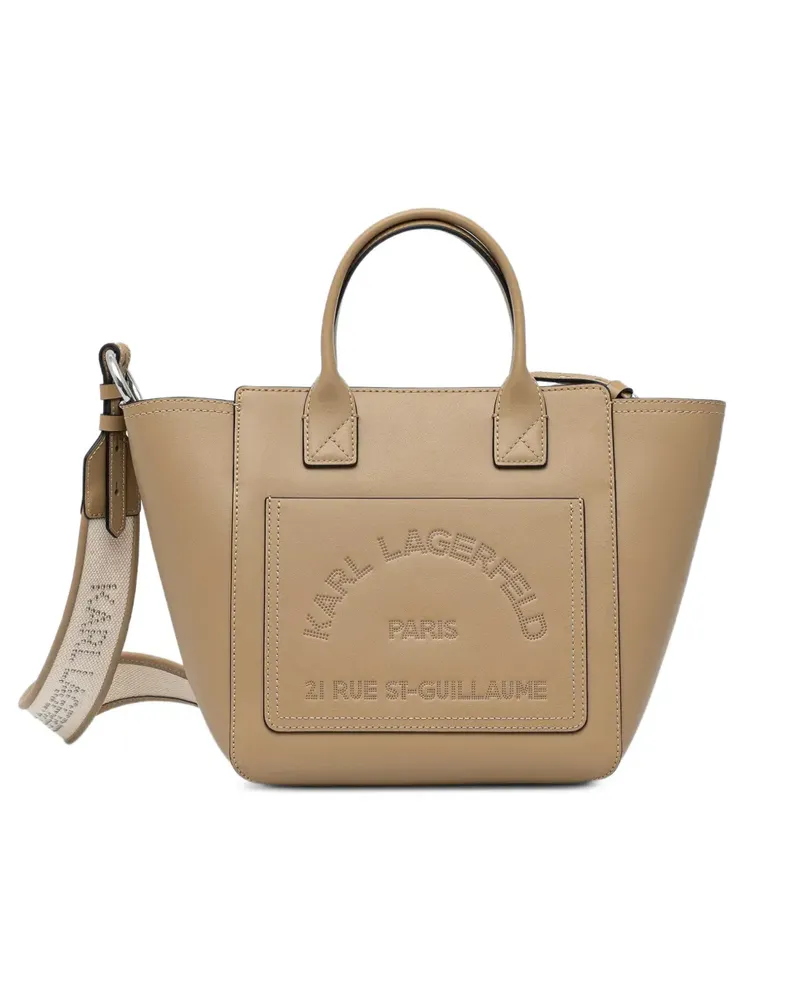 Karl Lagerfeld perforated logo-strap tote bag - Nude Nude