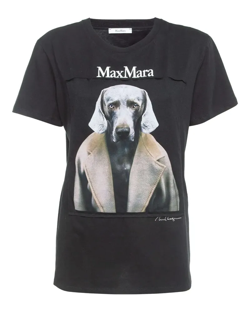 Max Mara T-Shirt mit Hunde-Print - Schwarz Schwarz