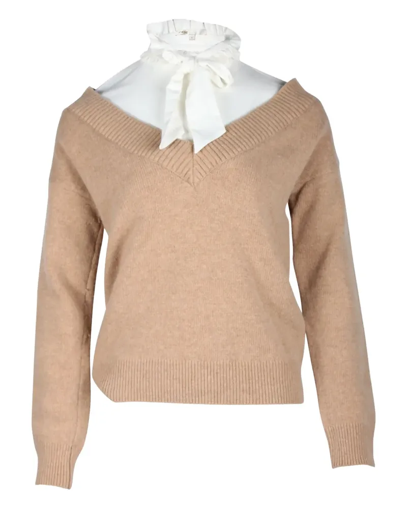 Maje Pullover mit Schleifenkragen - Braun Braun