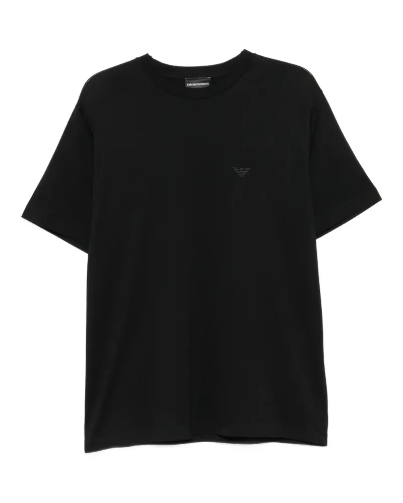 Emporio Armani T-Shirt mit Logo-Stickerei - Schwarz Schwarz