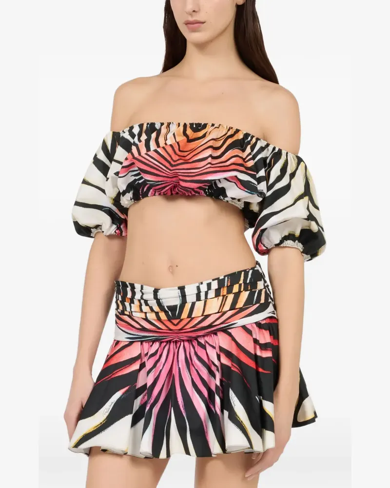 Roberto Cavalli Ray of Paradise-print off-the-shoulder top - Schwarz Schwarz