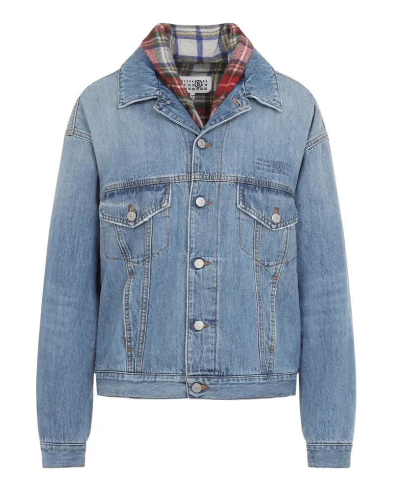 Maison Margiela Jeansjacke mit kariertem Kragen - Blau Blau