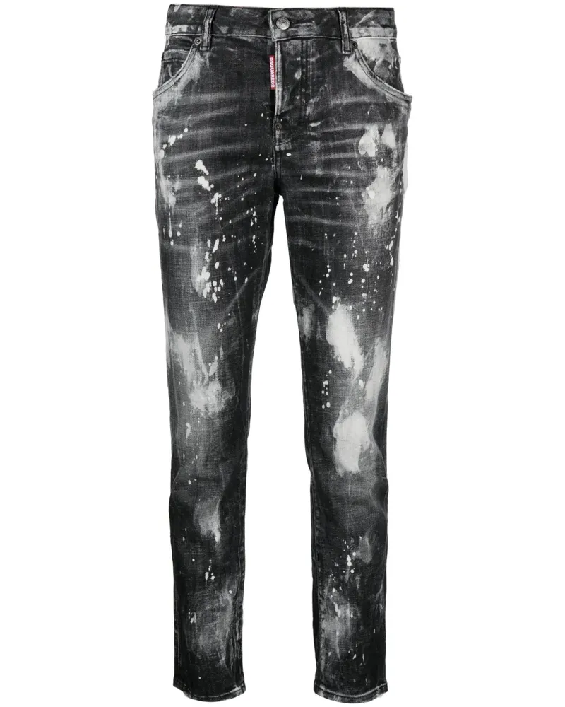 Dsquared2 Cropped-Jeans mit Farbklecks-Print - Schwarz Schwarz