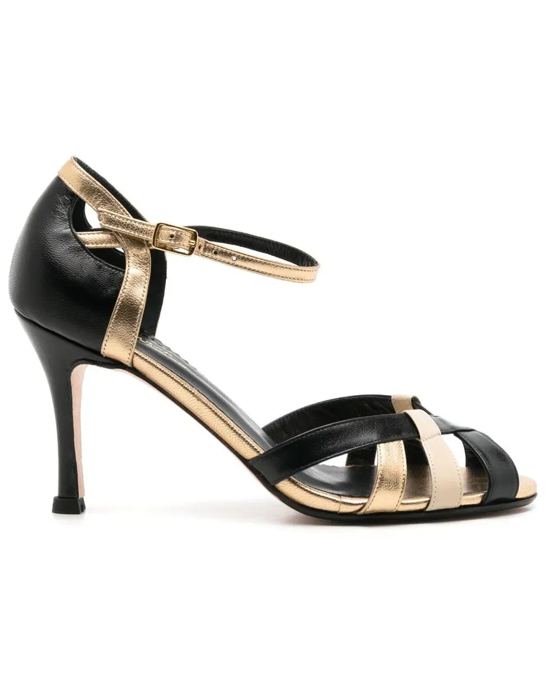 Sarah Chofakian Olga Sandalen im Metallic-Look 75mm - Schwarz Schwarz