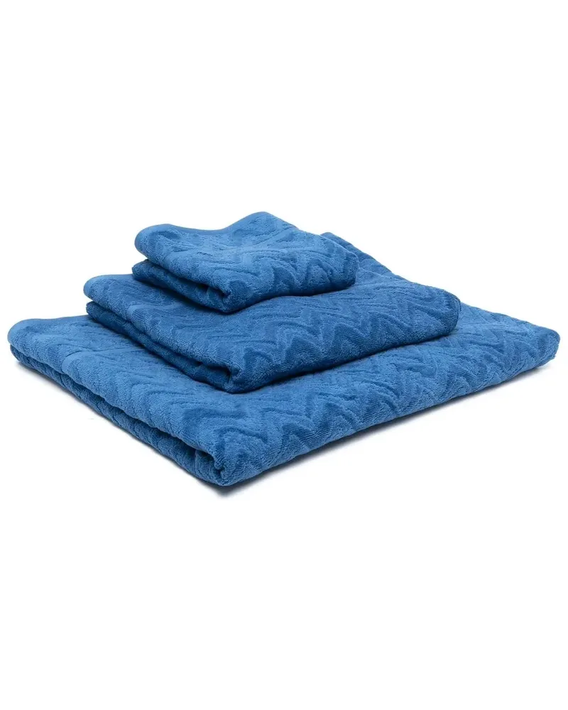 Missoni Home Badetuch-Set mit Zickzackmuster - Blau Blau