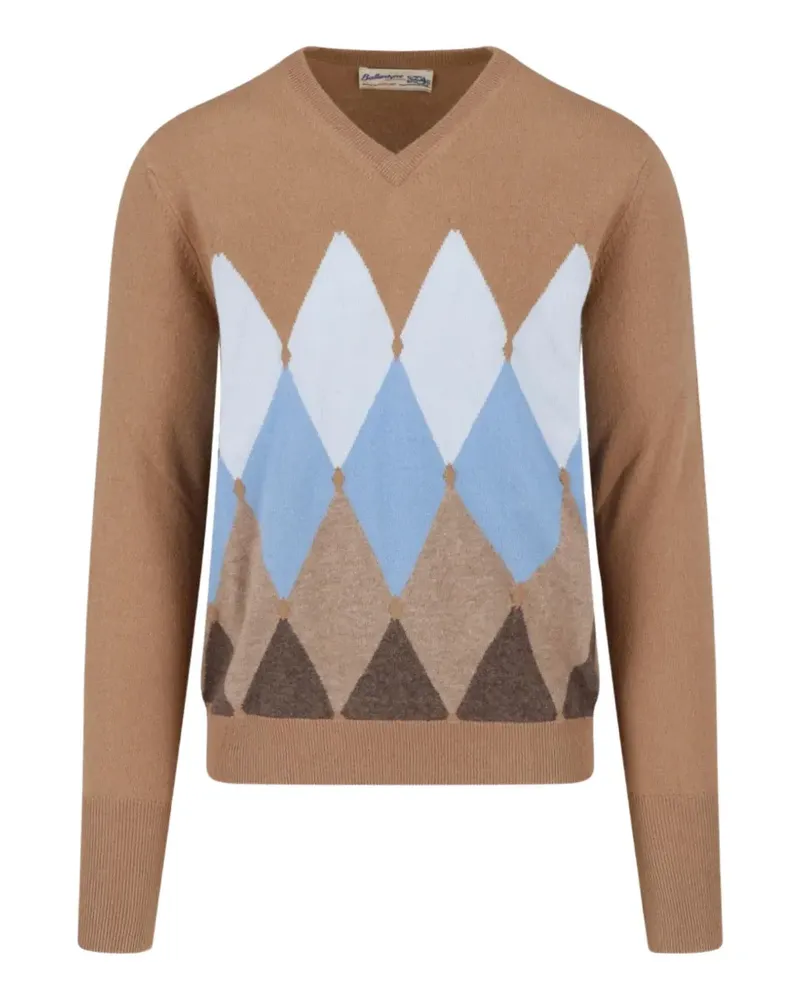 Ballantyne argyle-intarsia V-neck sweater - Braun Braun