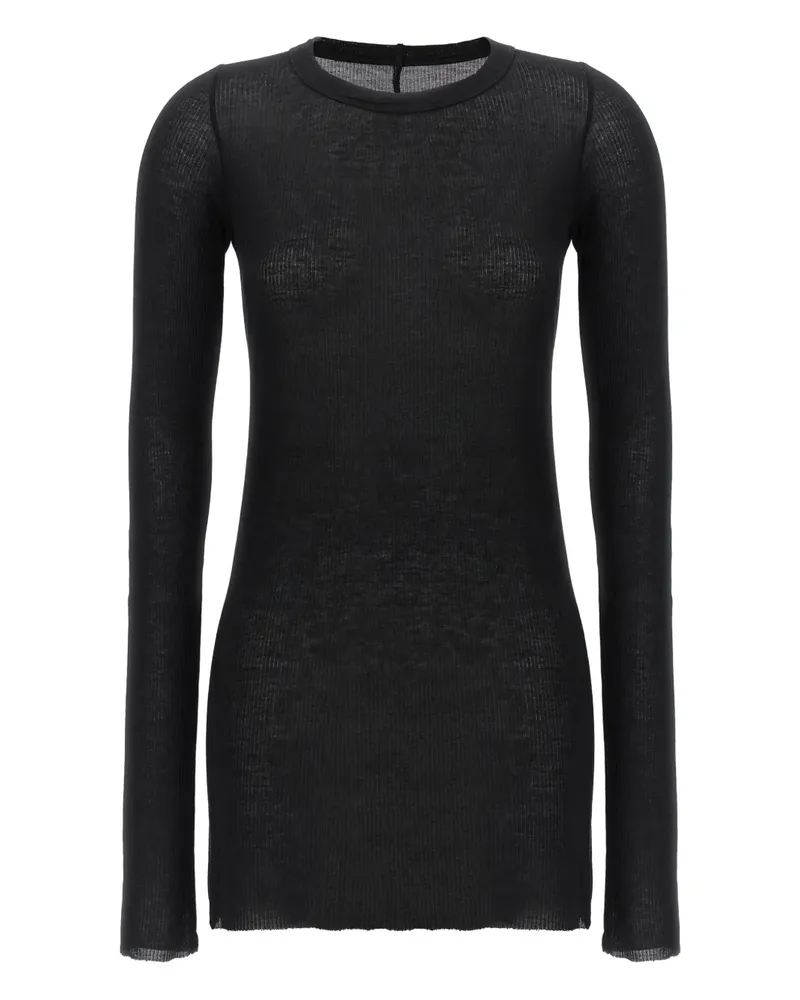 Rick Owens ribbed raw-cut detail T-shirt - Schwarz Schwarz