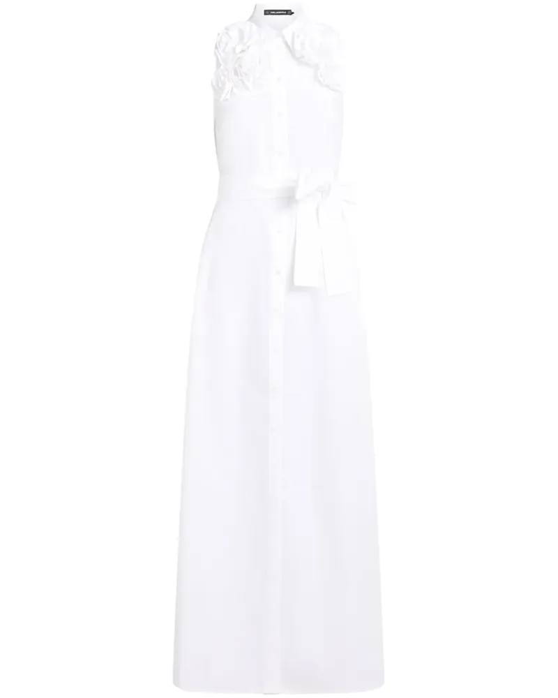 Karl Lagerfeld Maxikleid mit Blumenapplikation - Weiß Weiß