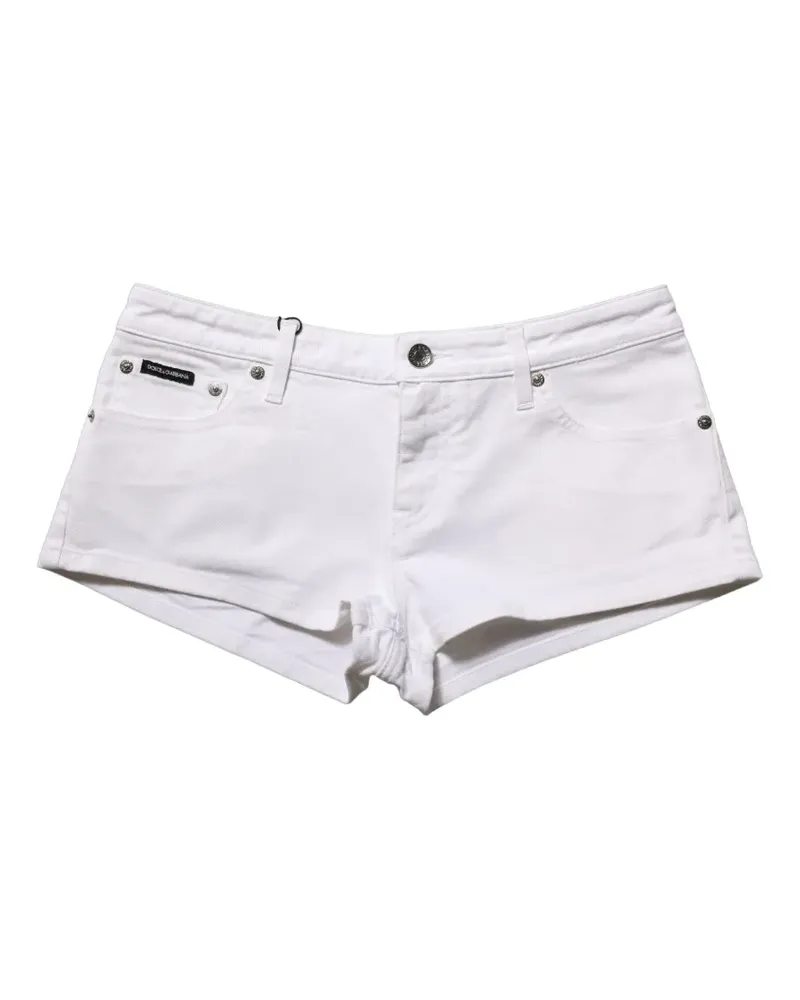 Dolce & Gabbana logo-plaque low rise denim hot shorts - Weiß Weiß