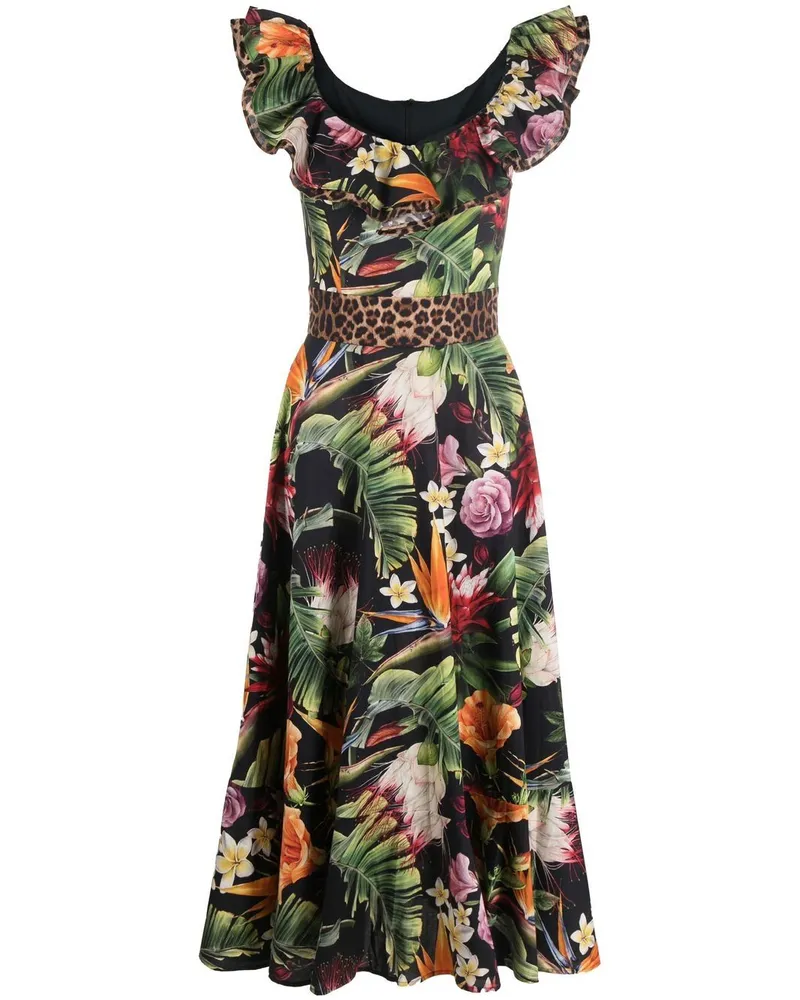Philipp Plein Maxikleid mit Blumen-Print - Schwarz Schwarz