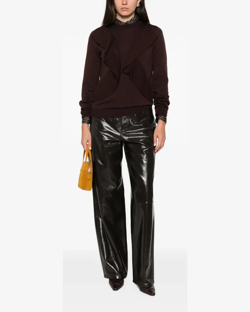 Liviana Conti ruffled long-sleeve sweater - Braun Braun