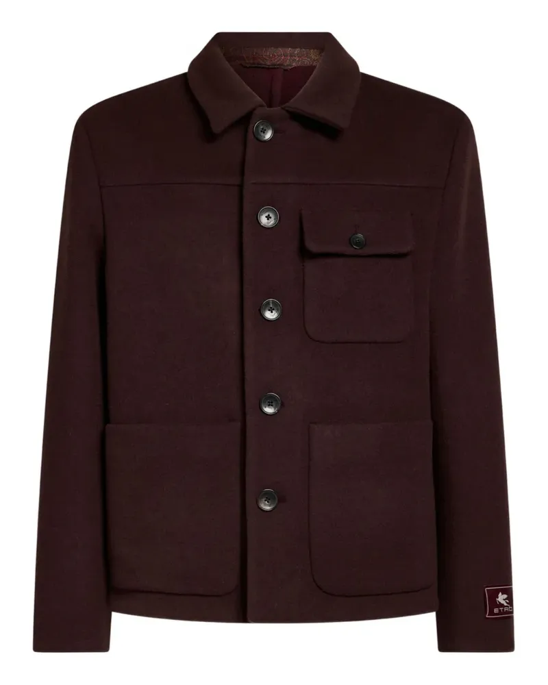 Etro Hemdjacke aus Kaschmir mit Logo - Rot Rot