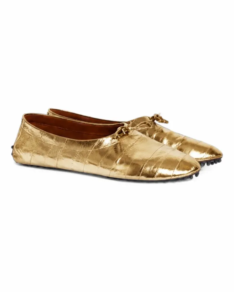 Alberta Ferretti Ballerinas aus Aalleder - Gold Gold