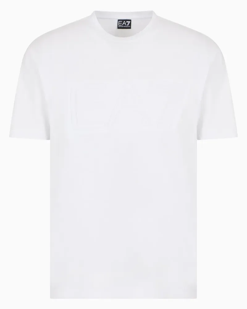 EA7 T-Shirt mit Logo-Prägung - Weiß Weiß