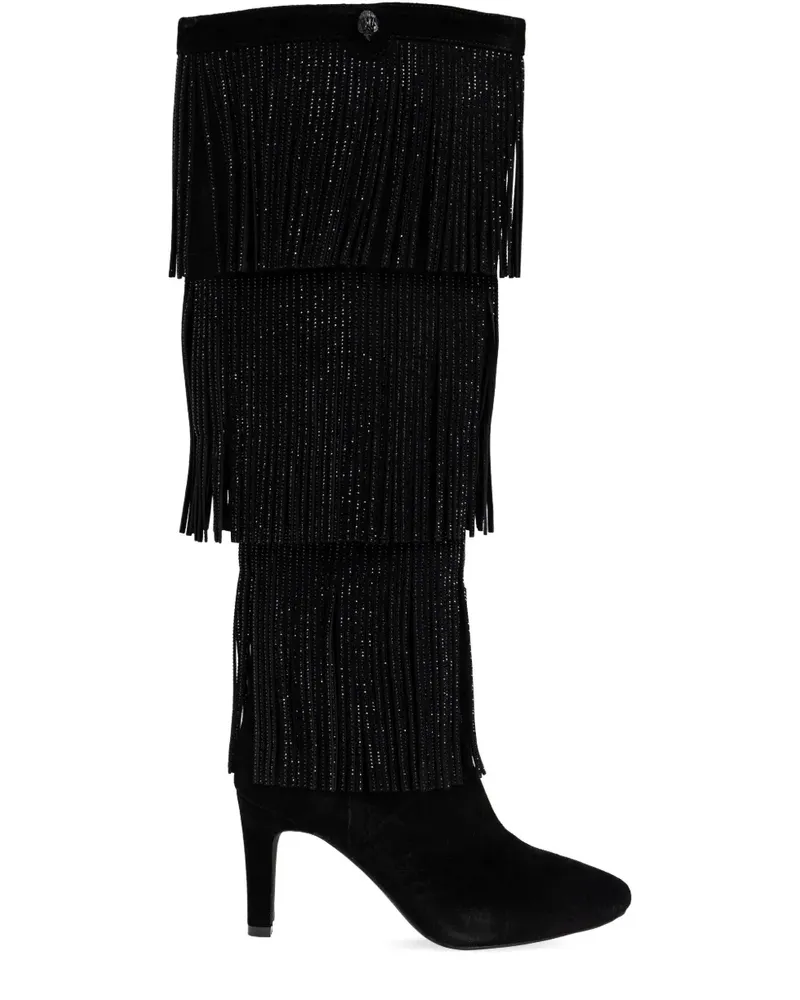 Kurt Geiger 100mm Shoreditch fringed boots - Schwarz Schwarz