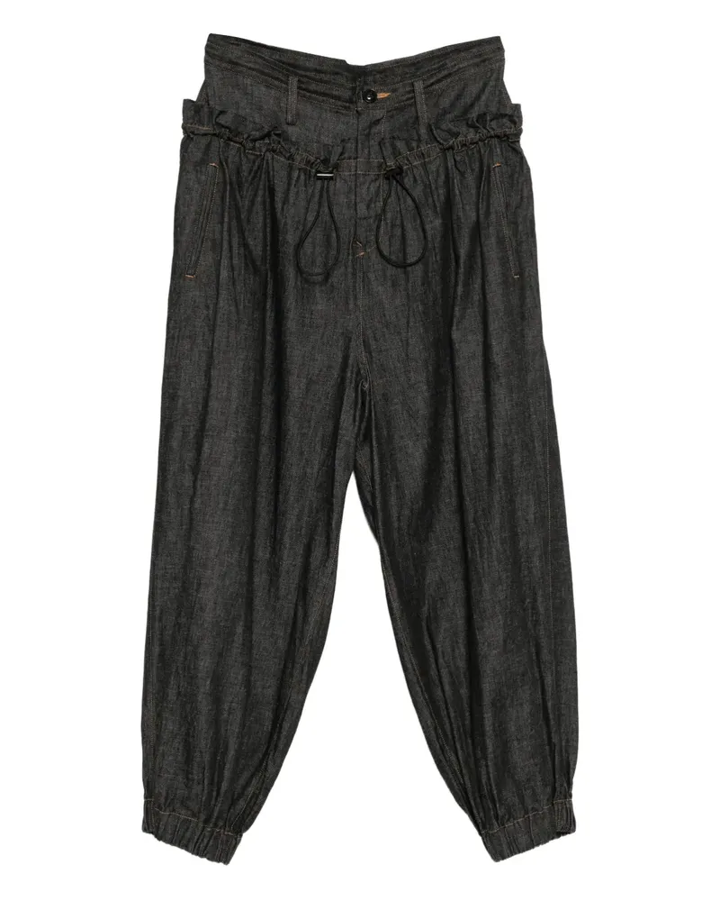 Yohji Yamamoto waist-gathered jeans - Schwarz Schwarz