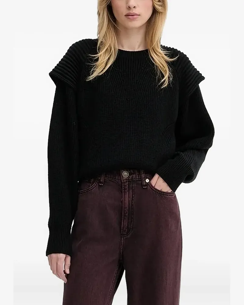 IRO Pullover mit gerippten Schultern - Schwarz Schwarz