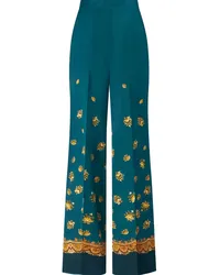 Etro Palazzohose aus Seide mit Blumen-Print Blau