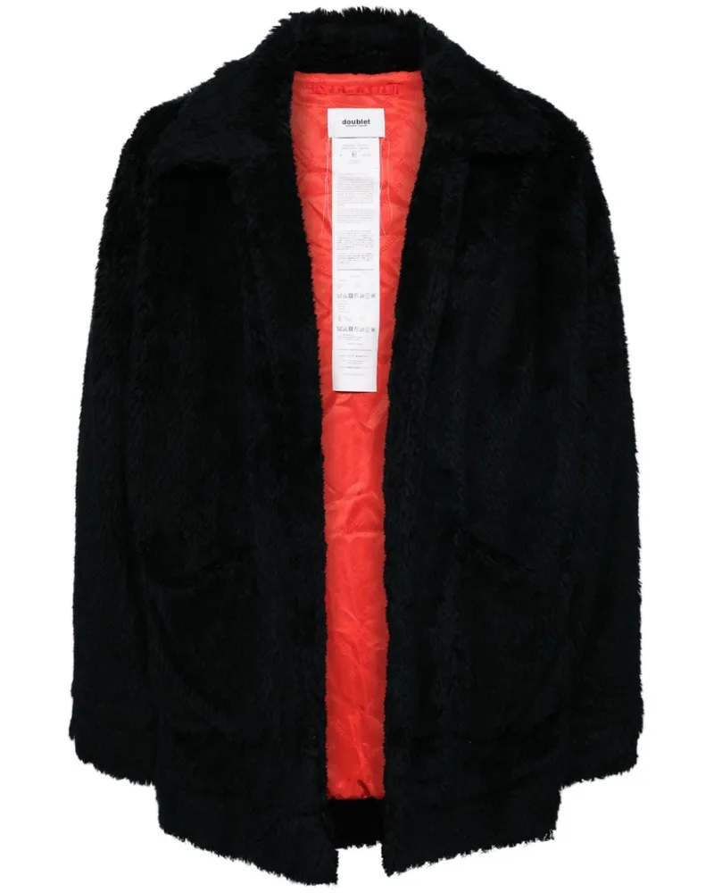 Doublet Handbemalte Jacke aus Faux Fur - Schwarz Schwarz