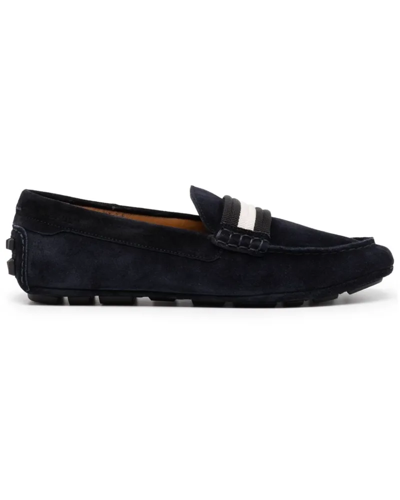 Bally Loafer aus Wildleder mit Streifen Blau