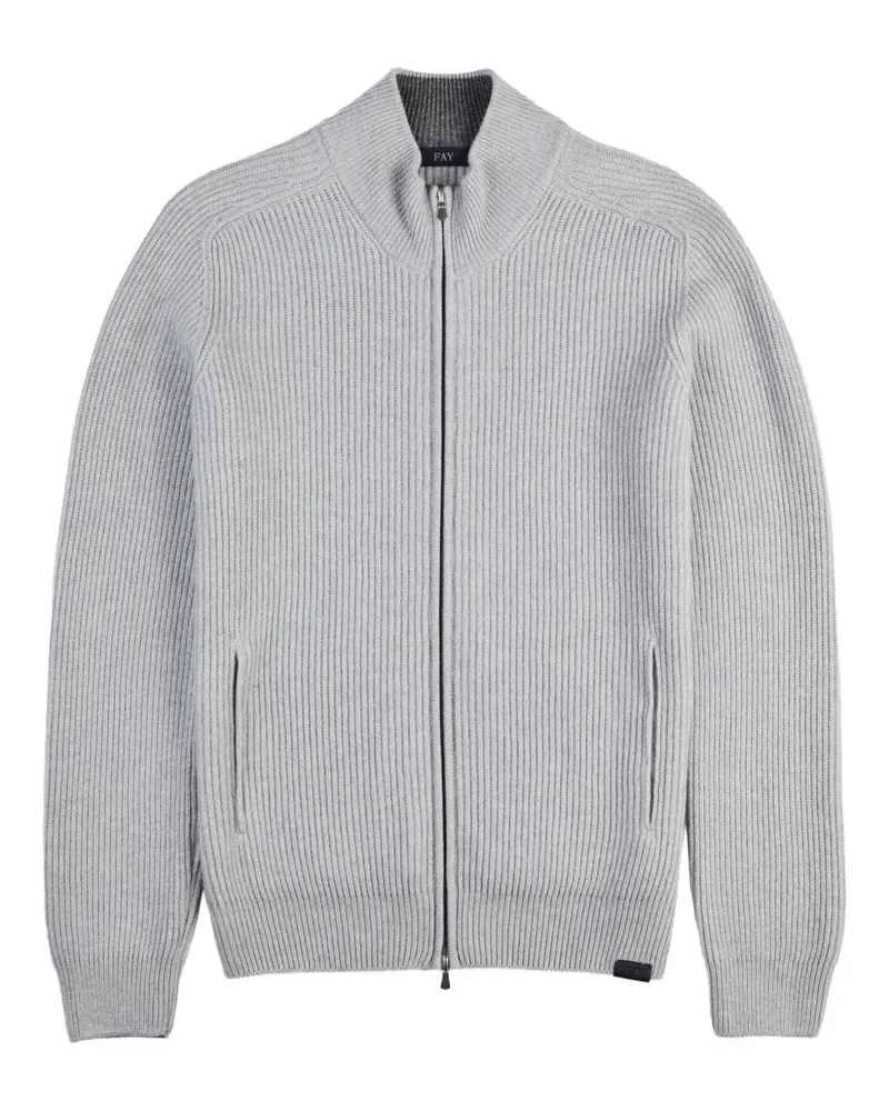 Fay zip ribbed cardigan - Grau Grau
