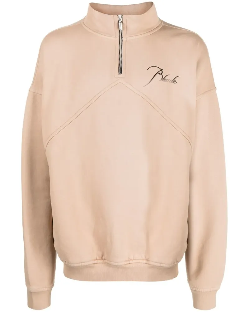 RHUDE Sweatshirt mit Stehkragen - Nude Nude