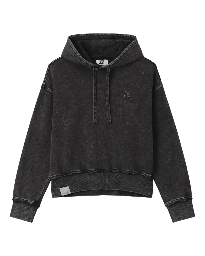 Izzue acid-wash bear-motif hoodie - Grau Grau