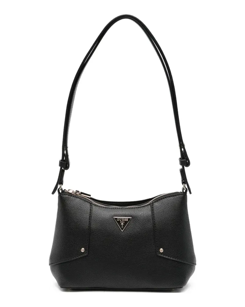 Guess Schultertasche mit Logo-Schild - Schwarz Schwarz