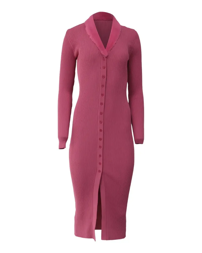 STAUD Geripptes Celina Kleid mit Knöpfen - Rosa Rosa