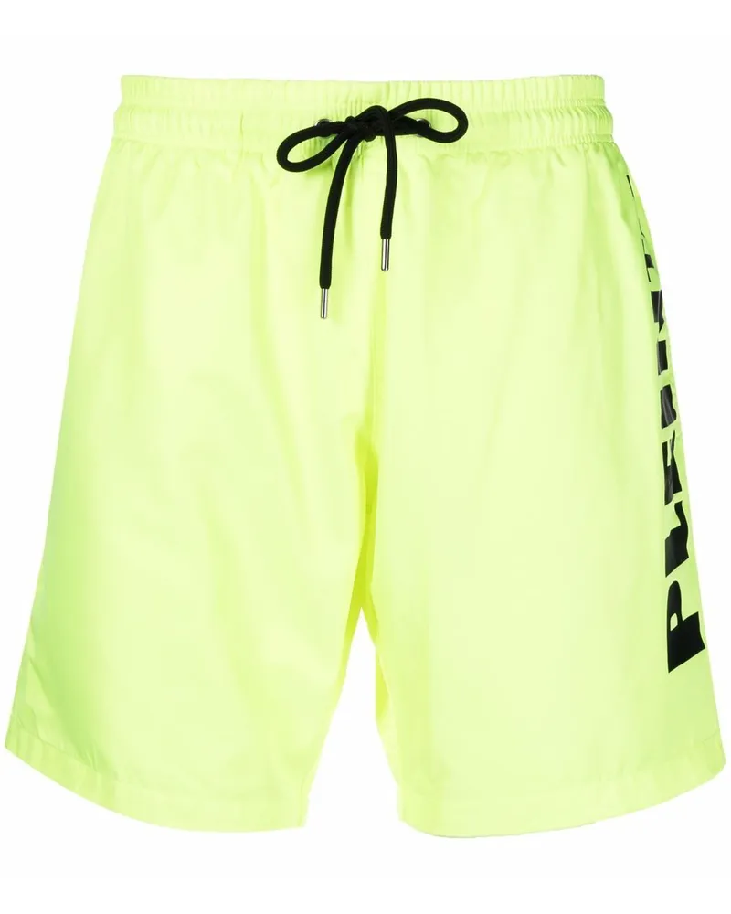 Philipp Plein Badeshorts mit Logo-Print - Gelb Gelb