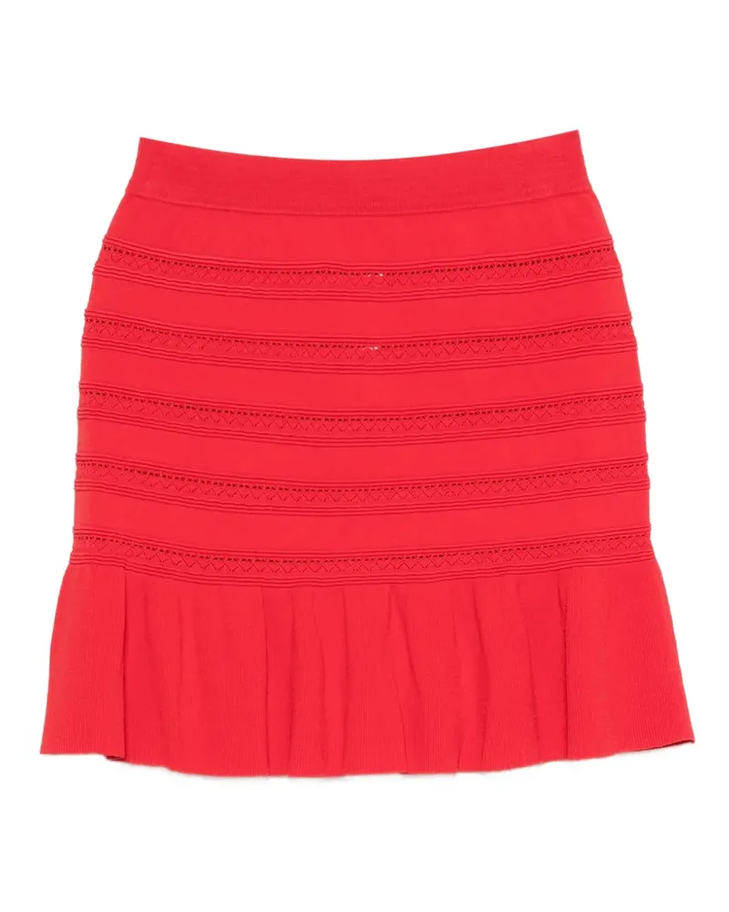 Blumarine pointelle-knit ruffled skirt - Rot Rot