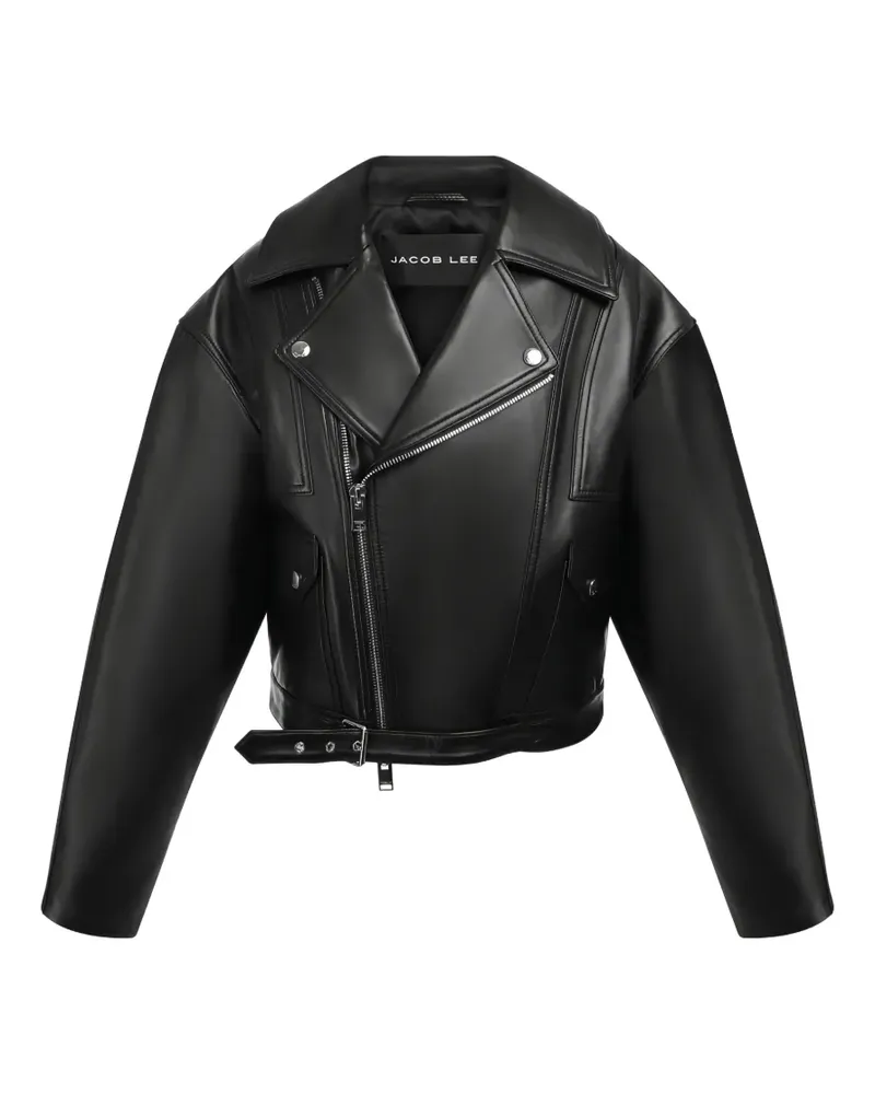 Jacob Lee belted leather biker jacket - Schwarz Schwarz
