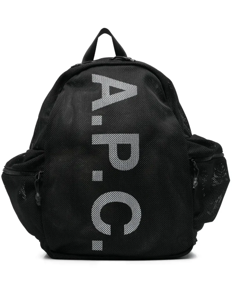 A.P.C. Rucksack mit Logo-Print - Schwarz Schwarz