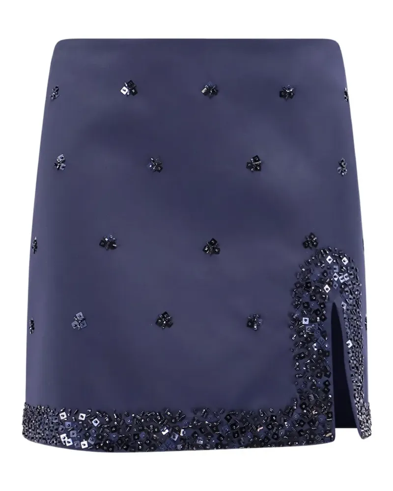 Semicouture Minirock mit Perlen und Seitenschlitz - Blau Blau