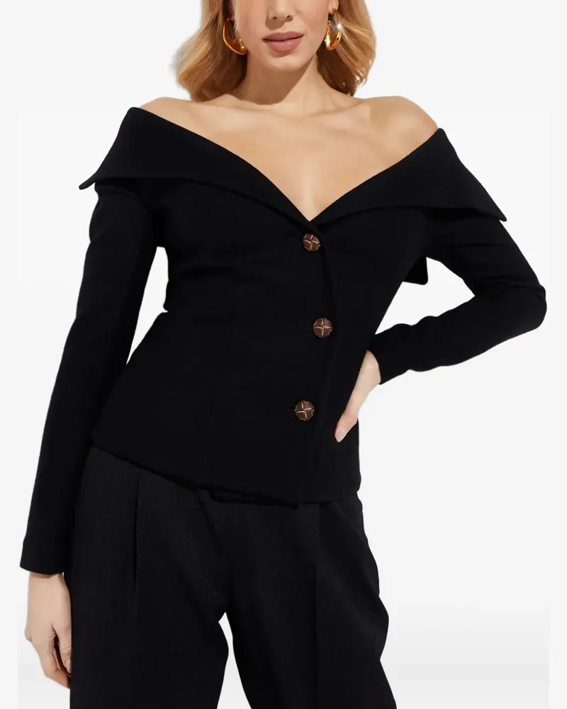 Marianna Senchina off-shoulder buttoned top - Schwarz Schwarz