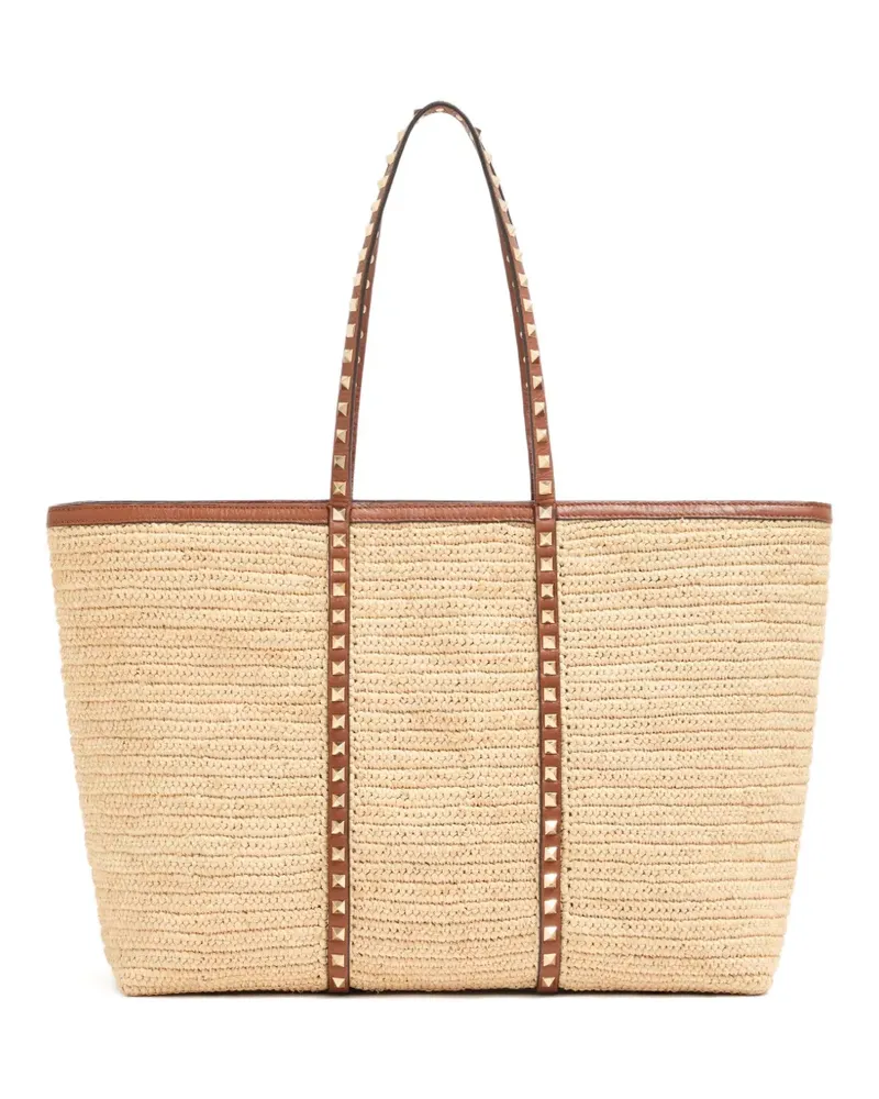 Valentino Garavani Rockstud Shopper aus Bast - Nude Nude