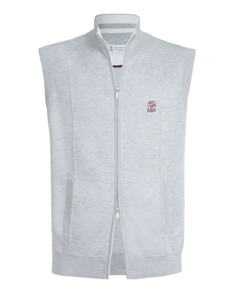 Brunello Cucinelli Reißverschluss-Weste mit Logo-Detail - Grau Grau