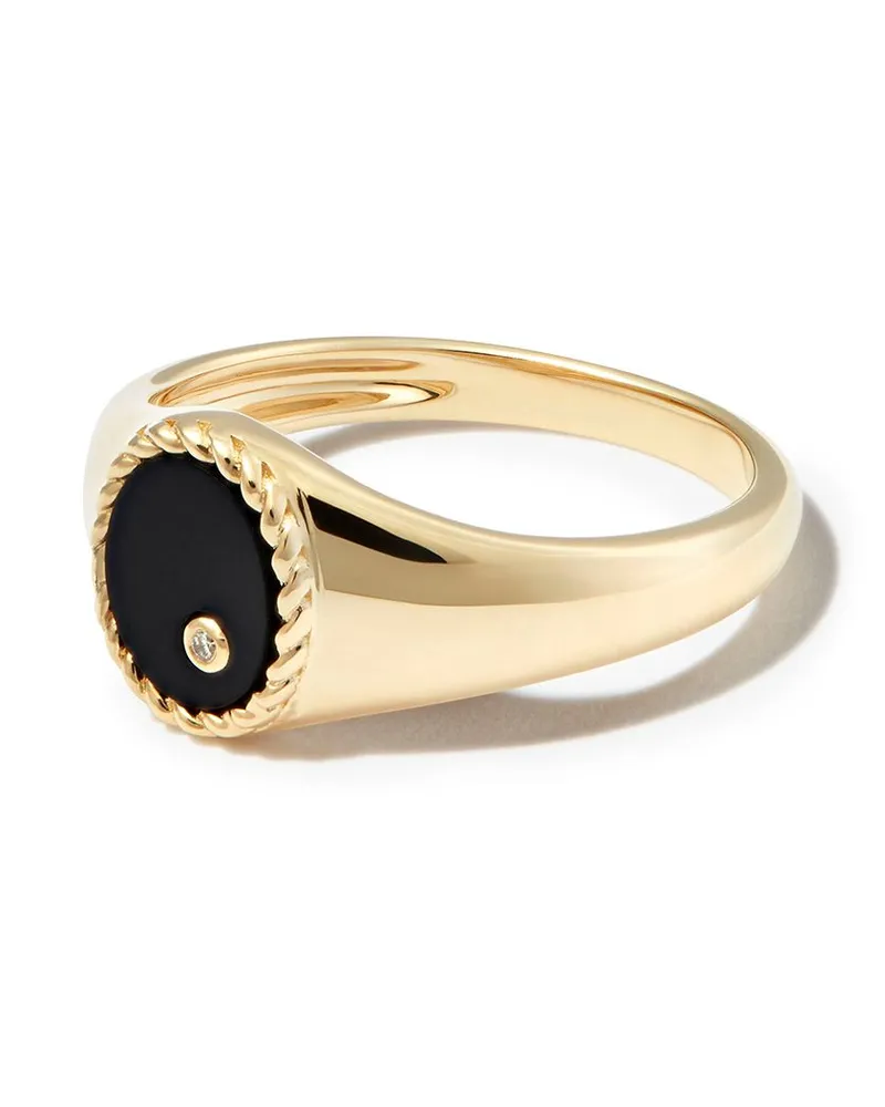 Yvonne Léon 9kt Gelbgold-Siegelring mit Onyx und Diamant Gold