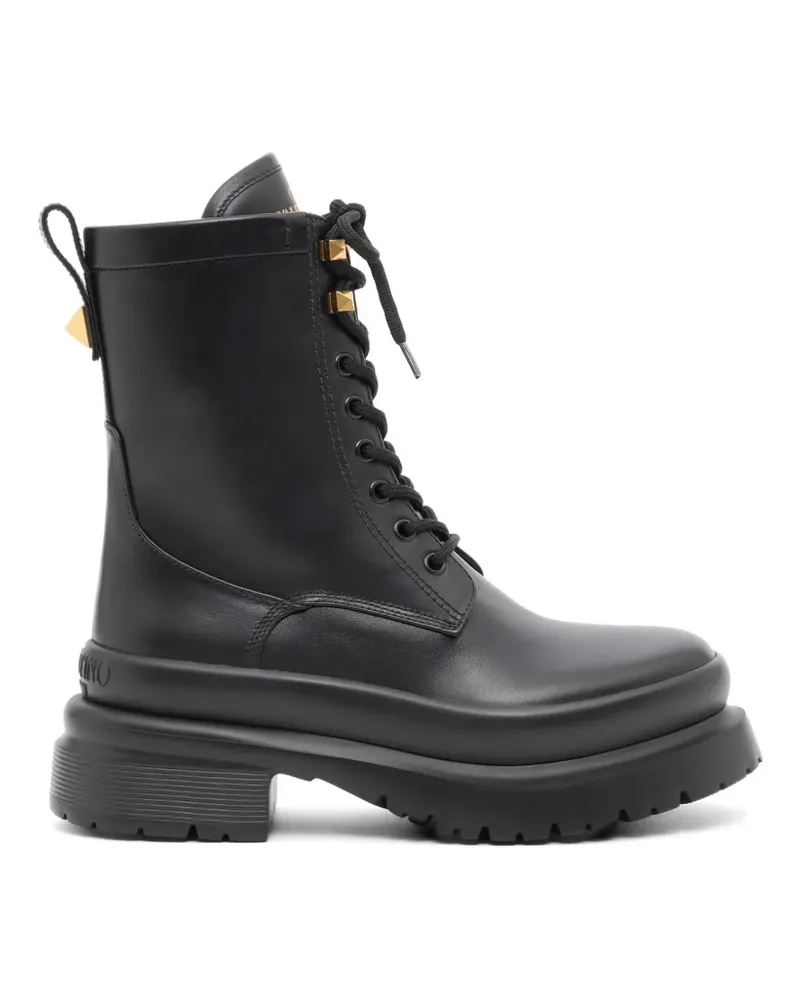 Valentino Garavani Roman Stud Schnürstiefel aus Kalbsleder 50mm - Schwarz Schwarz