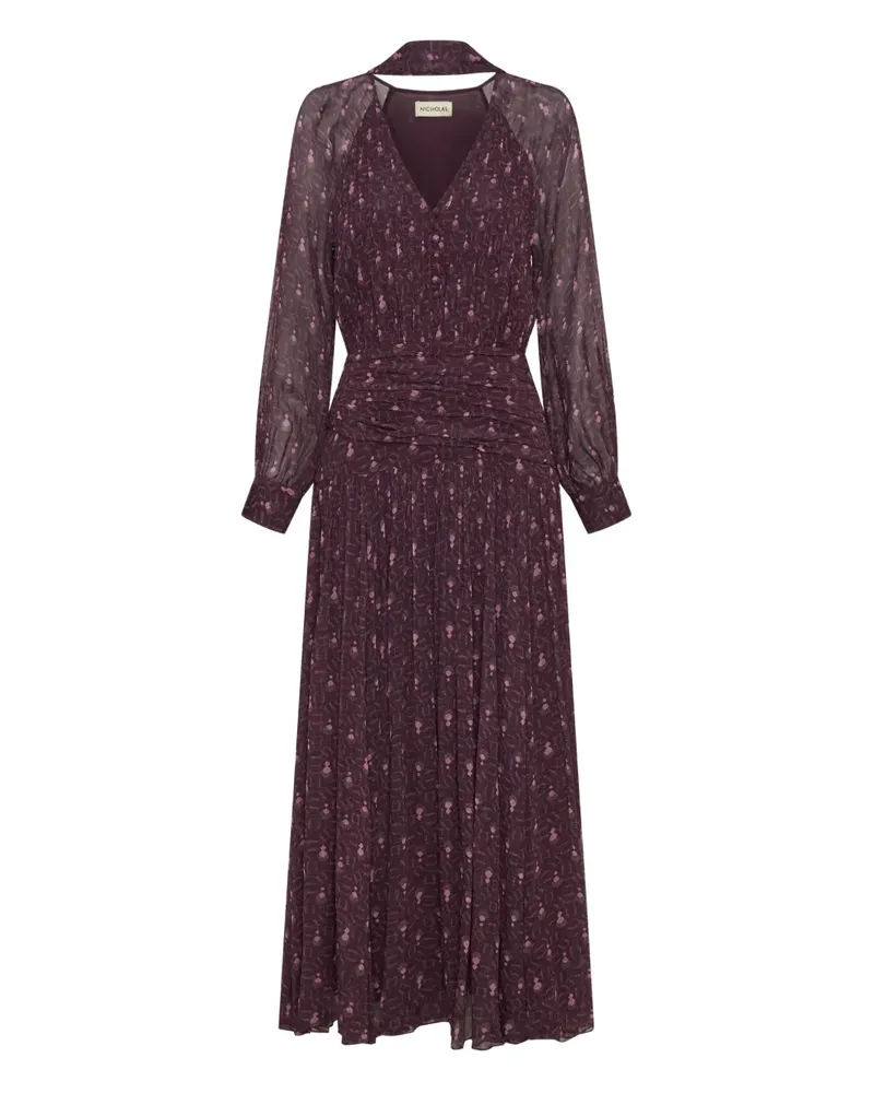 NICHOLAS Maxikleid mit Blumen-Print - Violett Violett